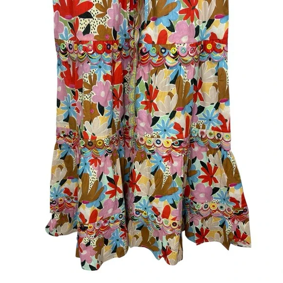 NEW Celia B Freya Dress Floral Multicolor Button Down Maxi Dress A-line Large - Picture 6 of 14